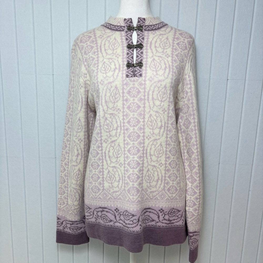 Preswick & Moore Vintage Lavender and Cream Knit Sweater Size L‎